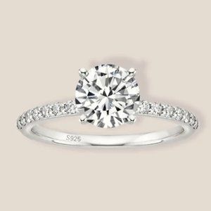 925 Sterling Silver 1.25 CT Round Solitaire Cubic Zirconia Engagement Ring Sz 6